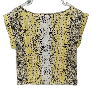 Philosophy Top Women's S Boat Neck Lightweight Yellow Black Popover Polyester